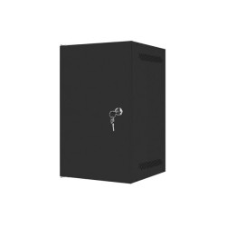 RACKOVÁ SKŘÍŇ 10" PRO MONTÁŽ NA STĚNU 9U/280X310 PRO VLASTNÍ MONTÁŽ S KOVOVÝMI DVEŘMI ČERNÁ  (PLOCHÉ BALENÍ)