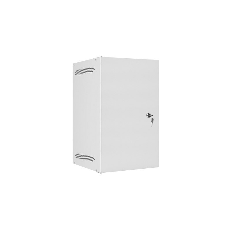 RACKOVÁ SKŘÍŇ 10" PRO MONTÁŽ NA STĚNU 9U/280X310 PRO VLASTNÍ MONTÁŽ S KOVOVÝMI DVEŘMI ŠEDÁ  (PLOCHÉ BALENÍ)
