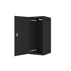 RACKOVÁ SKŘÍŇ 10" NÁSTĚNNÁ 12U/280X310 PRO VLASTNÍ MONTÁŽ S KOVOVÝMI DVEŘMI ČERNÁ  (PLOCHÉ BALENÍ)