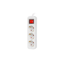 NAPÁJECÍ LIŠTA  1,5 M 3X ZÁSUVKY SCHUKO S VYPÍNAČEM KVALITNÍ MĚDĚNÝ KABEL BÍLÝ