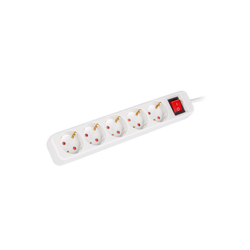 NAPÁJECÍ LIŠTA  3M 5X SCHUKO ZÁSUVKY S VYPÍNAČEM KVALITNÍ MĚDĚNÝ KABEL BÍLÝ