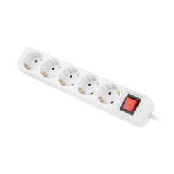NAPÁJECÍ LIŠTA  3M 5X SCHUKO ZÁSUVKY S VYPÍNAČEM KVALITNÍ MĚDĚNÝ KABEL BÍLÝ