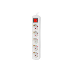 NAPÁJECÍ LIŠTA  3M 5X SCHUKO ZÁSUVKY S VYPÍNAČEM KVALITNÍ MĚDĚNÝ KABEL BÍLÝ