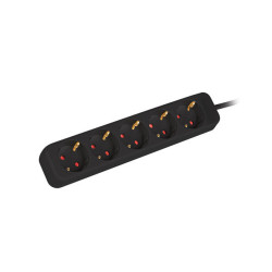 NAPÁJECÍ LIŠTA  3M 5X SCHUKO ZÁSUVKY KVALITNÍ MĚDĚNÝ KABEL ČERNÝ