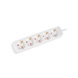 NAPÁJECÍ LIŠTA  3M 5X SCHUKO ZÁSUVKY KVALITNÍ MĚDĚNÝ KABEL BÍLÝ
