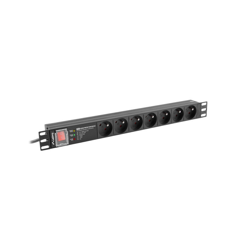 NAPÁJECÍ DISTRIBUČNÍ JEDNOTKA (PDU) PRO 19" 1U 16A 2M 7X FRANCOUZSKÉ ZÁSUVKY SPD-3MP ČERNÁ NAPÁJECÍ DISTRIBUČNÍ JEDNOTKA (PDU) PRO 19" 1U 16A 2M 7X FRANCOUZSKÉ ZÁSUVKY SPD-3MP ČERNÁ