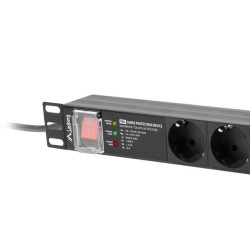 NAPÁJECÍ DISTRIBUČNÍ JEDNOTKA (PDU) PRO 19"  1U 16A 2M 7X SCHUKO ZÁSUVKY SPD-3MP ČERNÁ