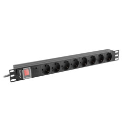 NAPÁJECÍ DISTRIBUČNÍ JEDNOTKA (PDU) 19"  1U 16A 2M 8X SCHUKO ZÁSUVKY ČERNÁ