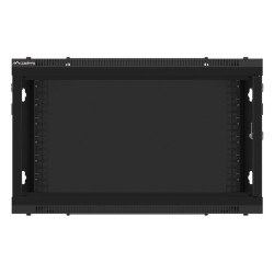 RACKOVÁ SKŘÍŇ 19" PRO MONTÁŽ NA STĚNU 6U/600X450 PRO VLASTNÍ MONTÁŽ S KOVOVÝMI DVEŘMI ČERNÁ  (PLOCHÉ BALENÍ)