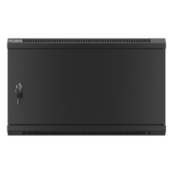 RACKOVÁ SKŘÍŇ 19" PRO MONTÁŽ NA STĚNU 6U/600X450 PRO VLASTNÍ MONTÁŽ S KOVOVÝMI DVEŘMI ČERNÁ  (PLOCHÉ BALENÍ)