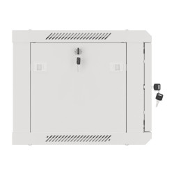 RACKOVÁ SKŘÍŇ 19" PRO MONTÁŽ NA STĚNU 6U/600X450 PRO VLASTNÍ MONTÁŽ S KOVOVÝMI DVEŘMI ŠEDÁ  (PLOCHÉ BALENÍ)