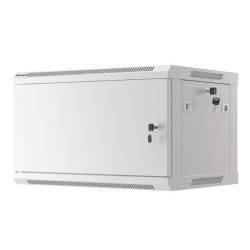 RACKOVÁ SKŘÍŇ 19" PRO MONTÁŽ NA STĚNU 6U/600X450 PRO VLASTNÍ MONTÁŽ S KOVOVÝMI DVEŘMI ŠEDÁ  (PLOCHÉ BALENÍ)