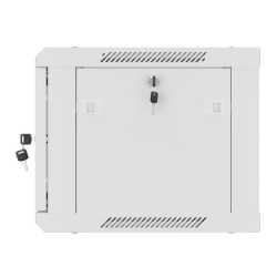 RACKOVÁ SKŘÍŇ 19" PRO MONTÁŽ NA STĚNU 6U/600X450 PRO VLASTNÍ MONTÁŽ S KOVOVÝMI DVEŘMI ŠEDÁ  (PLOCHÉ BALENÍ)