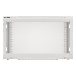 RACKOVÁ SKŘÍŇ 19" PRO MONTÁŽ NA STĚNU 6U/600X450 PRO VLASTNÍ MONTÁŽ S KOVOVÝMI DVEŘMI ŠEDÁ  (PLOCHÉ BALENÍ)