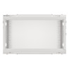 RACKOVÁ SKŘÍŇ 19" PRO MONTÁŽ NA STĚNU 6U/600X450 PRO VLASTNÍ MONTÁŽ S KOVOVÝMI DVEŘMI ŠEDÁ  (PLOCHÉ BALENÍ)