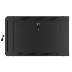 RACKOVÁ SKŘÍŇ 19" PRO MONTÁŽ NA STĚNU 6U/600X600 PRO VLASTNÍ MONTÁŽ S KOVOVÝMI DVEŘMI ČERNÁ  (PLOCHÉ BALENÍ)