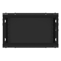 RACKOVÁ SKŘÍŇ 19" PRO MONTÁŽ NA STĚNU 6U/600X600 PRO VLASTNÍ MONTÁŽ S KOVOVÝMI DVEŘMI ČERNÁ  (PLOCHÉ BALENÍ)