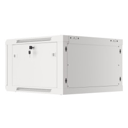RACKOVÁ SKŘÍŇ 19" PRO MONTÁŽ NA STĚNU 6U/600X600 PRO VLASTNÍ MONTÁŽ S KOVOVÝMI DVEŘMI ŠEDÁ  (PLOCHÉ BALENÍ)