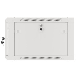 RACKOVÁ SKŘÍŇ 19" PRO MONTÁŽ NA STĚNU 6U/600X600 PRO VLASTNÍ MONTÁŽ S KOVOVÝMI DVEŘMI ŠEDÁ  (PLOCHÉ BALENÍ)