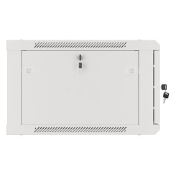 RACKOVÁ SKŘÍŇ 19" PRO MONTÁŽ NA STĚNU 6U/600X600 PRO VLASTNÍ MONTÁŽ S KOVOVÝMI DVEŘMI ŠEDÁ  (PLOCHÉ BALENÍ)