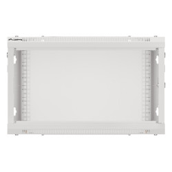 RACKOVÁ SKŘÍŇ 19" PRO MONTÁŽ NA STĚNU 6U/600X600 PRO VLASTNÍ MONTÁŽ S KOVOVÝMI DVEŘMI ŠEDÁ  (PLOCHÉ BALENÍ)