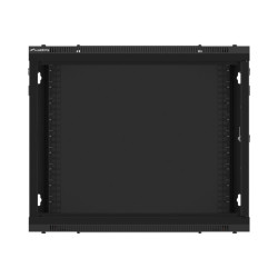 19" RACKOVÁ SKŘÍŇ PRO MONTÁŽ NA STĚNU 9U/600X450 PRO VLASTNÍ MONTÁŽ S KOVOVÝMI DVEŘMI ČERNÁ  (PLOCHÉ BALENÍ)