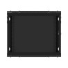 19" RACKOVÁ SKŘÍŇ PRO MONTÁŽ NA STĚNU 9U/600X450 PRO VLASTNÍ MONTÁŽ S KOVOVÝMI DVEŘMI ČERNÁ  (PLOCHÉ BALENÍ)