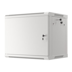 RACKOVÁ SKŘÍŇ 19" PRO MONTÁŽ NA STĚNU 9U/600X450 PRO VLASTNÍ MONTÁŽ S KOVOVÝMI DVEŘMI ŠEDÁ  (PLOCHÉ BALENÍ)