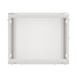 RACKOVÁ SKŘÍŇ 19" PRO MONTÁŽ NA STĚNU 9U/600X450 PRO VLASTNÍ MONTÁŽ S KOVOVÝMI DVEŘMI ŠEDÁ  (PLOCHÉ BALENÍ)