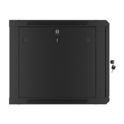 RACKOVÁ SKŘÍŇ 19" PRO MONTÁŽ NA STĚNU 9U/600X600 PRO VLASTNÍ MONTÁŽ S KOVOVÝMI DVEŘMI ČERNÁ  (PLOCHÉ BALENÍ)