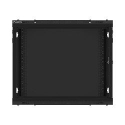 RACKOVÁ SKŘÍŇ 19" PRO MONTÁŽ NA STĚNU 9U/600X600 PRO VLASTNÍ MONTÁŽ S KOVOVÝMI DVEŘMI ČERNÁ  (PLOCHÉ BALENÍ)