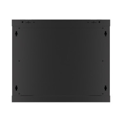 RACKOVÁ SKŘÍŇ 19" PRO MONTÁŽ NA STĚNU 9U/600X600 PRO VLASTNÍ MONTÁŽ S KOVOVÝMI DVEŘMI ČERNÁ  (PLOCHÉ BALENÍ)