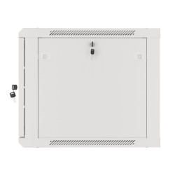 RACKOVÁ SKŘÍŇ 19" PRO MONTÁŽ NA STĚNU 9U/600X600 PRO VLASTNÍ MONTÁŽ S KOVOVÝMI DVEŘMI ŠEDÁ  (PLOCHÉ BALENÍ)
