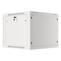 RACKOVÁ SKŘÍŇ 19" PRO MONTÁŽ NA STĚNU 9U/600X600 PRO VLASTNÍ MONTÁŽ S KOVOVÝMI DVEŘMI ŠEDÁ  (PLOCHÉ BALENÍ)