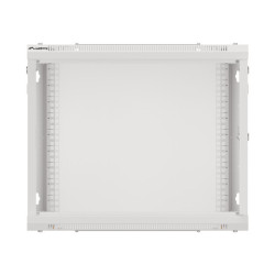 RACKOVÁ SKŘÍŇ 19" PRO MONTÁŽ NA STĚNU 9U/600X600 PRO VLASTNÍ MONTÁŽ S KOVOVÝMI DVEŘMI ŠEDÁ  (PLOCHÉ BALENÍ)