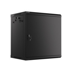 RACKOVÁ SKŘÍŇ 19" NÁSTĚNNÁ 12U/600X450 PRO VLASTNÍ MONTÁŽ S KOVOVÝMI DVEŘMI ČERNÁ  (PLOCHÉ BALENÍ)