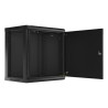 RACKOVÁ SKŘÍŇ 19" NÁSTĚNNÁ 12U/600X450 PRO VLASTNÍ MONTÁŽ S KOVOVÝMI DVEŘMI ČERNÁ  (PLOCHÉ BALENÍ)