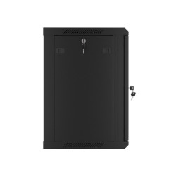 RACKOVÁ SKŘÍŇ 19" NÁSTĚNNÁ 12U/600X450 PRO VLASTNÍ MONTÁŽ S KOVOVÝMI DVEŘMI ČERNÁ  (PLOCHÉ BALENÍ)