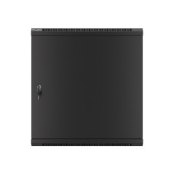 RACKOVÁ SKŘÍŇ 19" NÁSTĚNNÁ 12U/600X450 PRO VLASTNÍ MONTÁŽ S KOVOVÝMI DVEŘMI ČERNÁ  (PLOCHÉ BALENÍ)