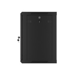 RACKOVÁ SKŘÍŇ 19" NÁSTĚNNÁ 12U/600X450 PRO VLASTNÍ MONTÁŽ S KOVOVÝMI DVEŘMI ČERNÁ  (PLOCHÉ BALENÍ)