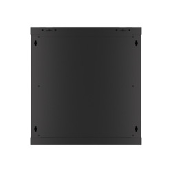 RACKOVÁ SKŘÍŇ 19" NÁSTĚNNÁ 12U/600X450 PRO VLASTNÍ MONTÁŽ S KOVOVÝMI DVEŘMI ČERNÁ  (PLOCHÉ BALENÍ)