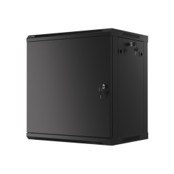 RACKOVÁ SKŘÍŇ 19" NÁSTĚNNÁ 12U/600X450 PRO VLASTNÍ MONTÁŽ S KOVOVÝMI DVEŘMI ČERNÁ  (PLOCHÉ BALENÍ)