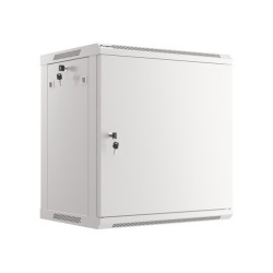RACKOVÁ SKŘÍŇ 19" NÁSTĚNNÁ 12U/600X450 PRO VLASTNÍ MONTÁŽ S KOVOVÝMI DVEŘMI ŠEDÁ  (PLOCHÉ BALENÍ)
