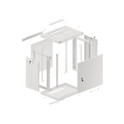 RACKOVÁ SKŘÍŇ 19" NÁSTĚNNÁ 12U/600X450 PRO VLASTNÍ MONTÁŽ S KOVOVÝMI DVEŘMI ŠEDÁ  (PLOCHÉ BALENÍ)