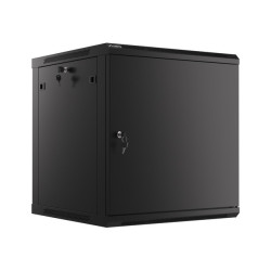 RACKOVÁ SKŘÍŇ 19" NÁSTĚNNÁ 12U/600X600 PRO VLASTNÍ MONTÁŽ S KOVOVÝMI DVEŘMI ČERNÁ  (PLOCHÉ BALENÍ)
