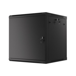 RACKOVÁ SKŘÍŇ 19" NÁSTĚNNÁ 12U/600X600 PRO VLASTNÍ MONTÁŽ S KOVOVÝMI DVEŘMI ČERNÁ  (PLOCHÉ BALENÍ)