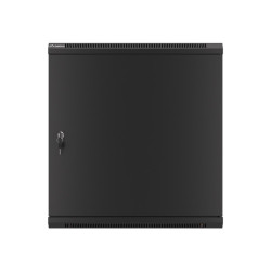 RACKOVÁ SKŘÍŇ 19" NÁSTĚNNÁ 12U/600X600 PRO VLASTNÍ MONTÁŽ S KOVOVÝMI DVEŘMI ČERNÁ  (PLOCHÉ BALENÍ)