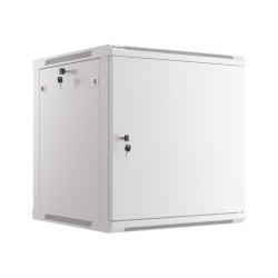 RACKOVÁ SKŘÍŇ 19" NÁSTĚNNÁ 12U/600X600 PRO VLASTNÍ MONTÁŽ S KOVOVÝMI DVEŘMI ŠEDÁ  (PLOCHÉ BALENÍ)