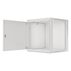 RACKOVÁ SKŘÍŇ 19" NÁSTĚNNÁ 12U/600X600 PRO VLASTNÍ MONTÁŽ S KOVOVÝMI DVEŘMI ŠEDÁ  (PLOCHÉ BALENÍ)