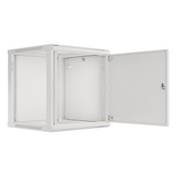 RACKOVÁ SKŘÍŇ 19" NÁSTĚNNÁ 12U/600X600 PRO VLASTNÍ MONTÁŽ S KOVOVÝMI DVEŘMI ŠEDÁ  (PLOCHÉ BALENÍ)